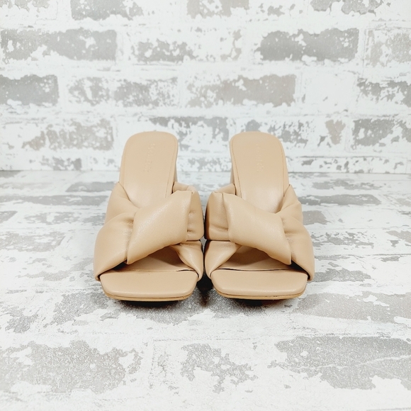 New Open Edit Saydee Faux Leather Cream Block Heel Slip On Sandal F938 - Picture 7 of 12